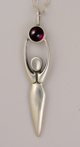 Sterling Silver Women Pendant With Garnet